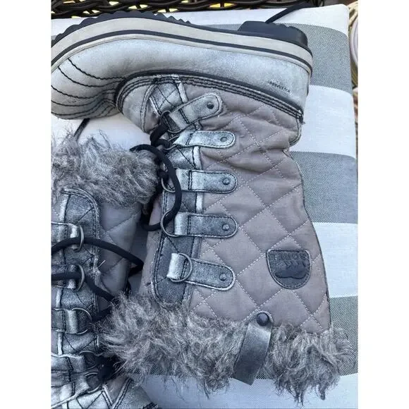 Sorel Tofino Waterproof Winter Snow Boots Womens Size 8 EUR 40 Gray Waxed Canvas - Picture 4 of 16